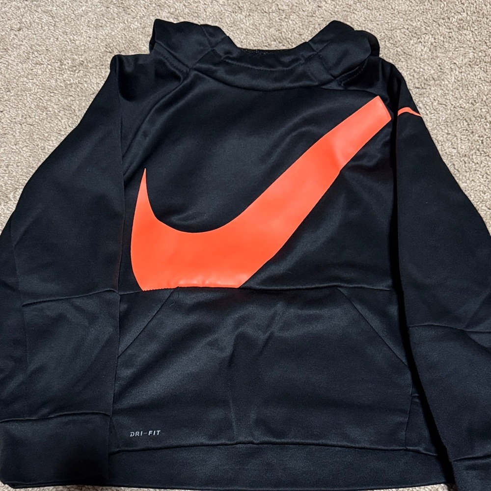 Nike Black Hoodie with Bright Orange Swoosh